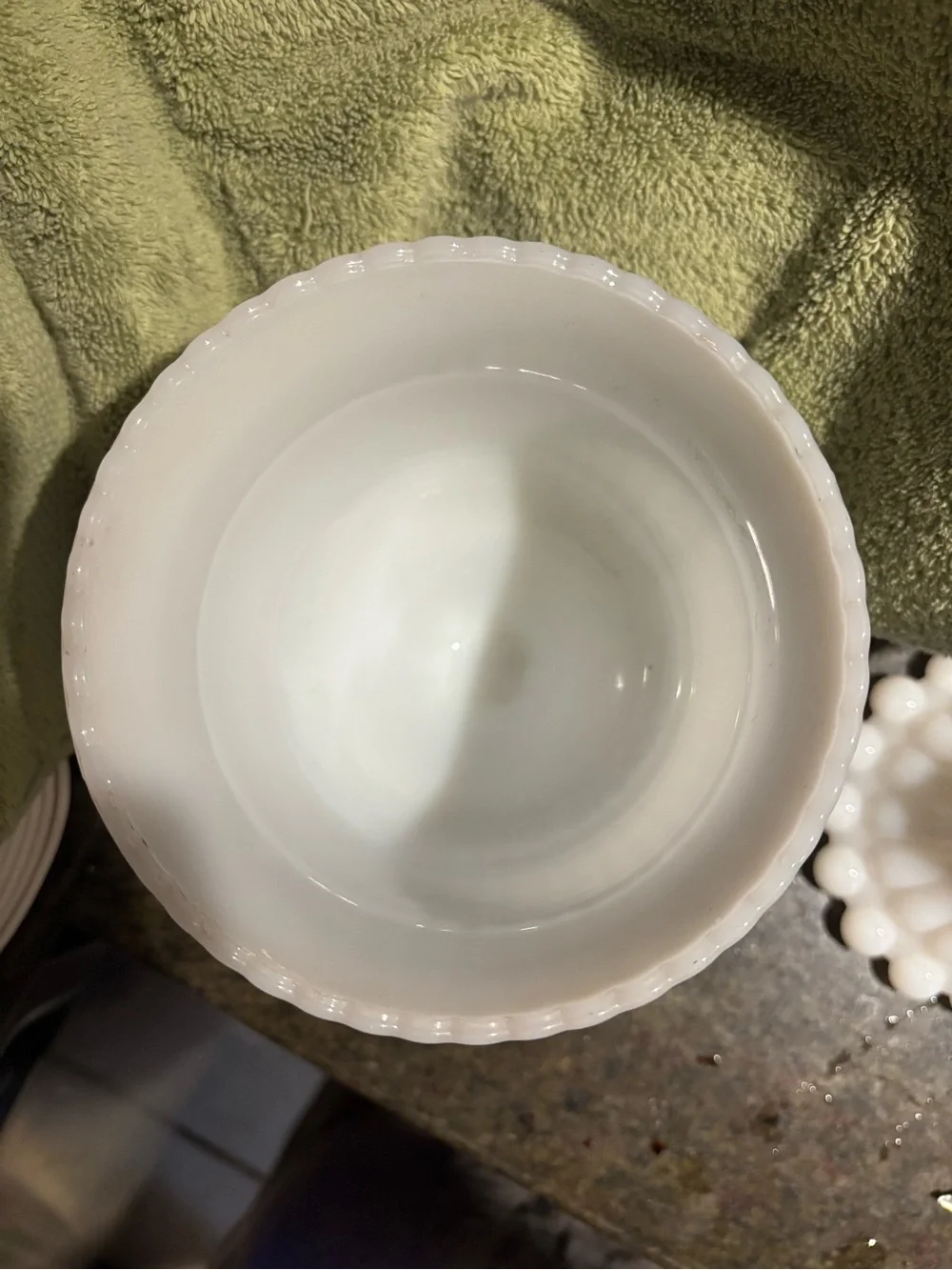 White Ribbed Milk Glass Compote Vase by E.O. Brody Co.